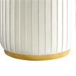 Karie Ottoman Stool- Gold Trim- Vertical Channel Design- White Fabric