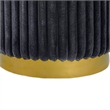 Zelda Ottoman Stool with Gold Steel Plinth Base- Gray Channeled Fabric