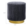 Zelda Ottoman Stool with Gold Steel Plinth Base- Gray Channeled Fabric