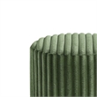 Zelda Ottoman Stool- Gold Steel Plinth Base- Green Channeled Fabric