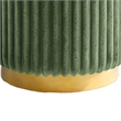 Zelda Ottoman Stool- Gold Steel Plinth Base- Green Channeled Fabric