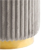 Zelda Ottoman Stool with Gold Steel Plinth Base- Gray Channeled Fabric