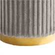 Zelda Ottoman Stool with Gold Steel Plinth Base- Gray Channeled Fabric