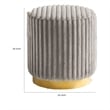 Zelda Ottoman Stool with Gold Steel Plinth Base- Gray Channeled Fabric