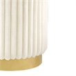 Zelda Ottoman Stool- Gold Steel Plinth Base- Beige Channeled Fabric