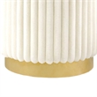 Zelda Ottoman Stool- Gold Steel Plinth Base- Beige Channeled Fabric