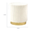 Zelda Ottoman Stool- Gold Steel Plinth Base- Beige Channeled Fabric
