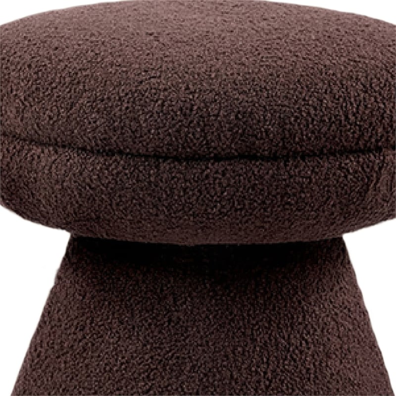 Xyna Mushroom-shaped Ottoman Stool with Pedestal Base- Brown Fabric
