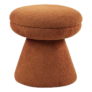 Xyna Mushroom-shaped Ottoman Stool- Pedestal Base- Saddle Brown Fabric