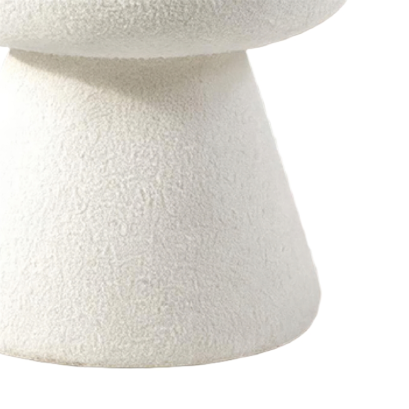 Xyna Mushroom-shaped Ottoman Stool with Pedestal Base- Beige Fabric