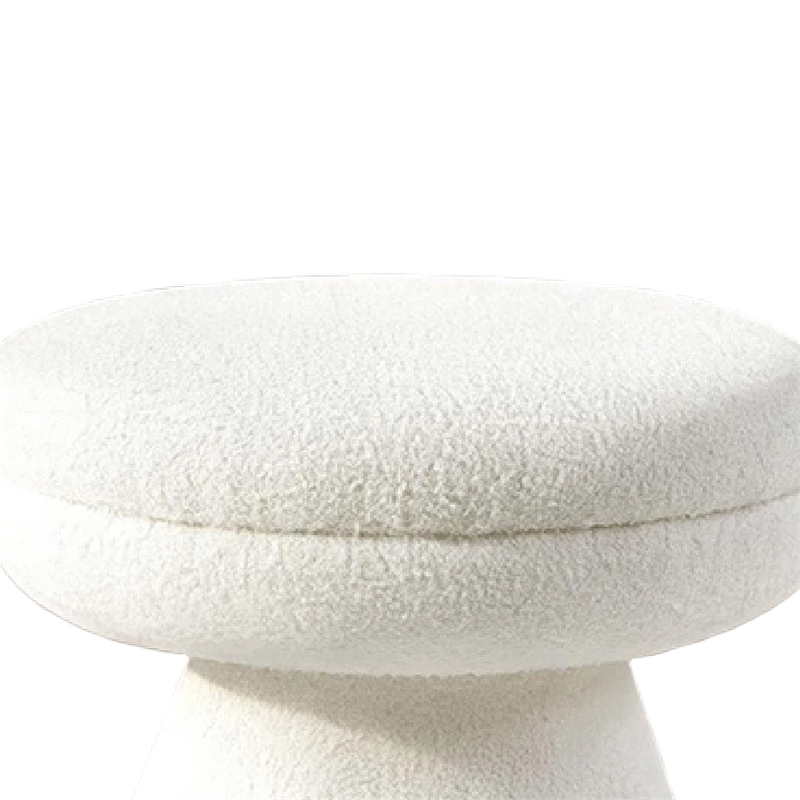 Xyna Mushroom-shaped Ottoman Stool with Pedestal Base- Beige Fabric