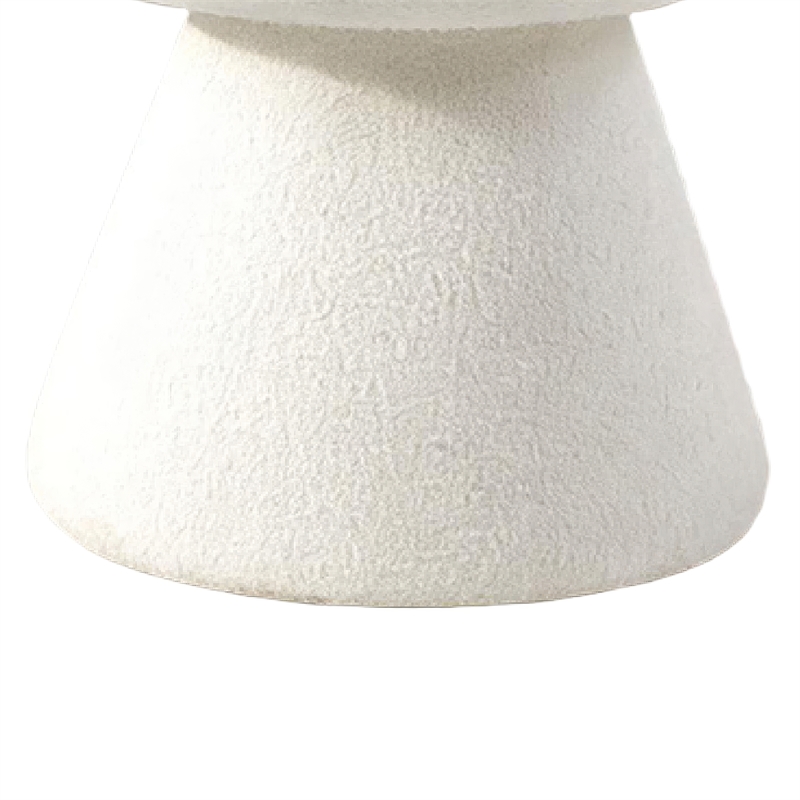Xyna Mushroom-shaped Ottoman Stool with Pedestal Base- Beige Fabric