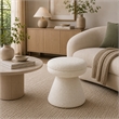 Xyna Mushroom-shaped Ottoman Stool with Pedestal Base- Beige Fabric