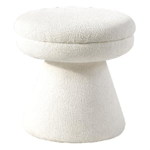 Xyna Mushroom-shaped Ottoman Stool with Pedestal Base- Beige Fabric
