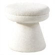 Xyna Mushroom-shaped Ottoman Stool with Pedestal Base- Beige Fabric