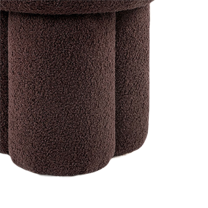 Ian Ottoman Stool- Mushroom-like Design- Pedestal Base- Brown Fabric