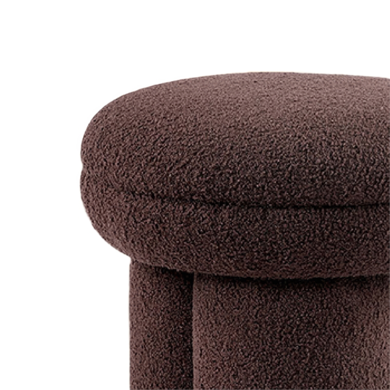 Ian Ottoman Stool- Mushroom-like Design- Pedestal Base- Brown Fabric