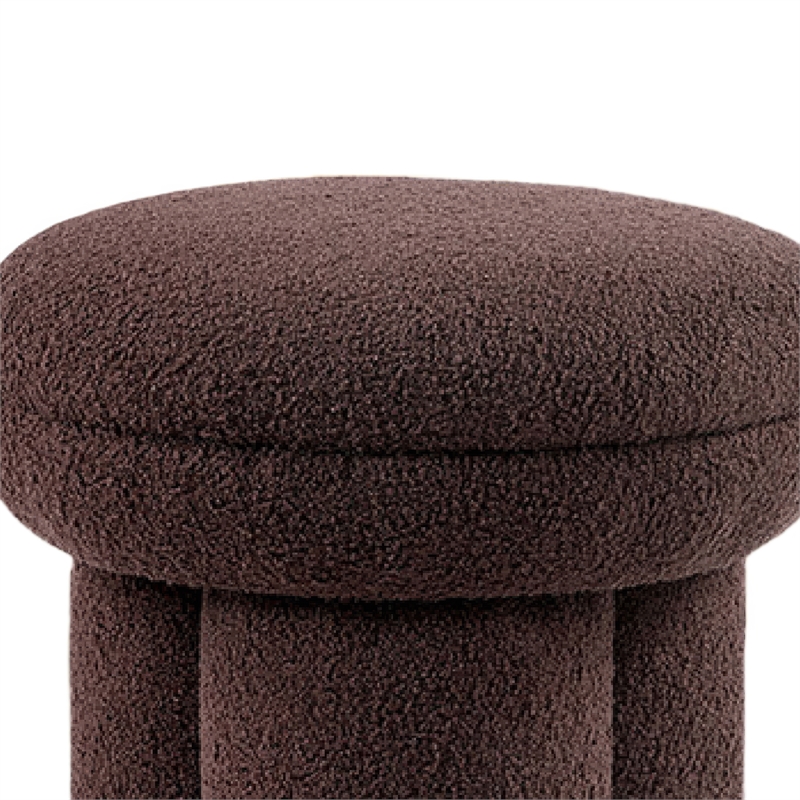 Ian Ottoman Stool- Mushroom-like Design- Pedestal Base- Brown Fabric
