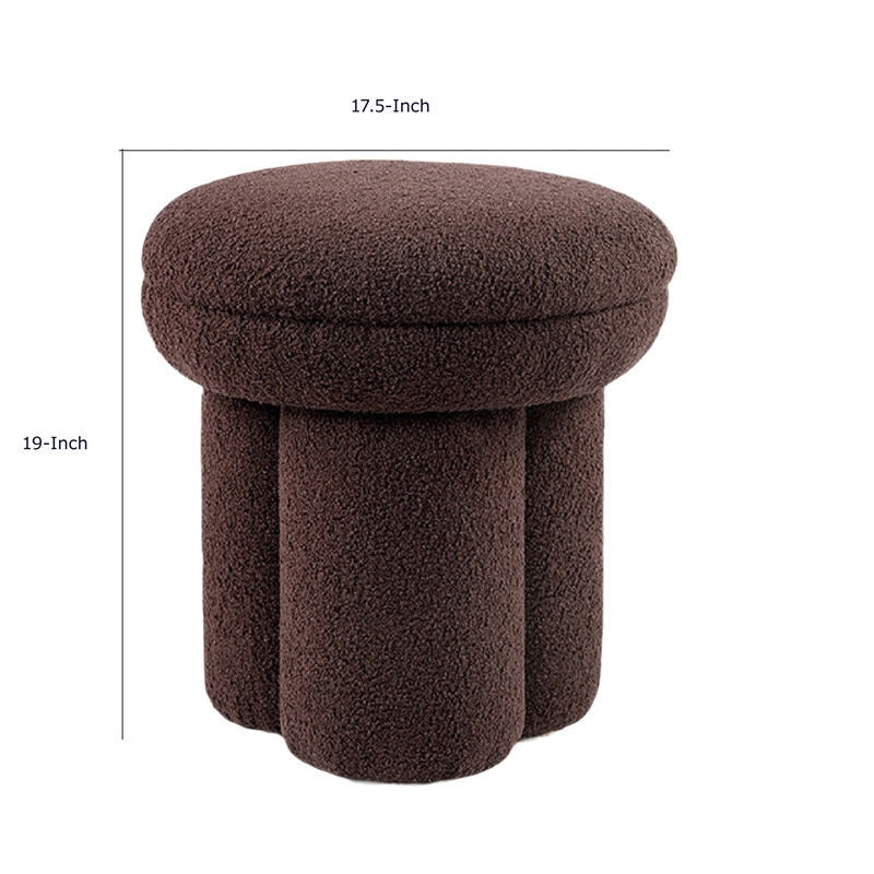 Ian Ottoman Stool- Mushroom-like Design- Pedestal Base- Brown Fabric