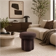 Ian Ottoman Stool- Mushroom-like Design- Pedestal Base- Brown Fabric