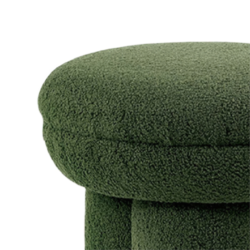 Ian Ottoman Stool- Mushroom-like Design- Pedestal Base- Green Fabric
