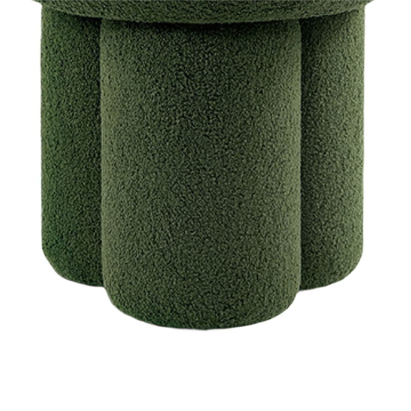 Ian Ottoman Stool- Mushroom-like Design- Pedestal Base- Green Fabric