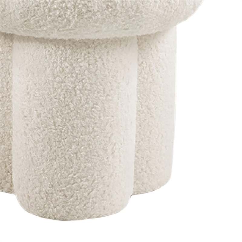 Ian Ottoman Stool- Mushroom-like Design- Pedestal Base- Beige Fabric