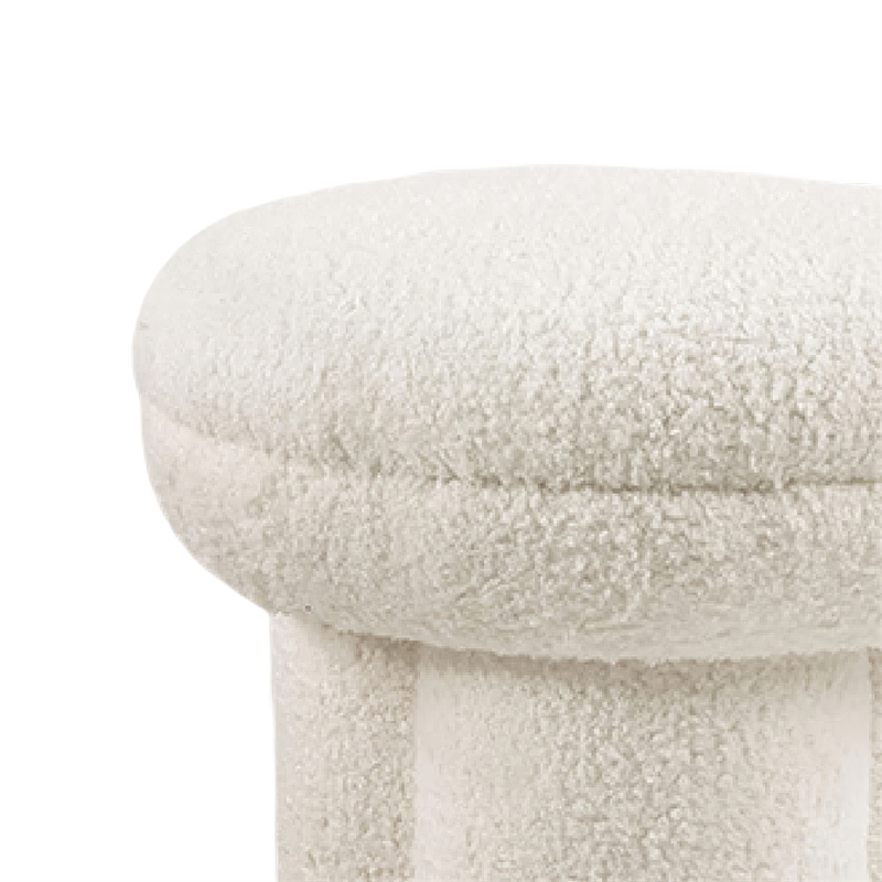 Ian Ottoman Stool- Mushroom-like Design- Pedestal Base- Beige Fabric