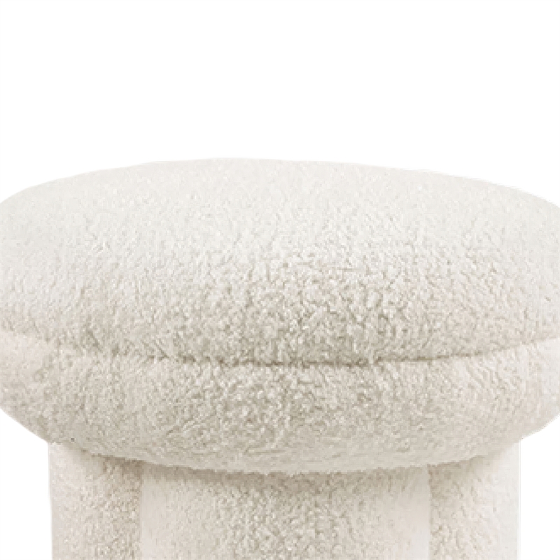 Ian Ottoman Stool- Mushroom-like Design- Pedestal Base- Beige Fabric