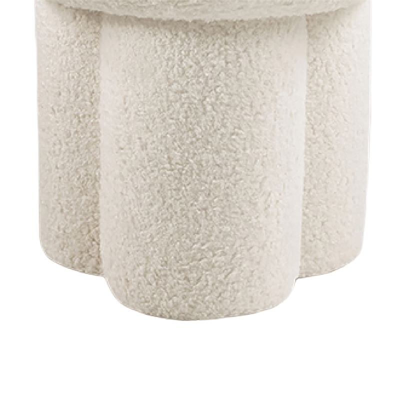 Ian Ottoman Stool- Mushroom-like Design- Pedestal Base- Beige Fabric