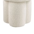 Ian Ottoman Stool- Mushroom-like Design- Pedestal Base- Beige Fabric