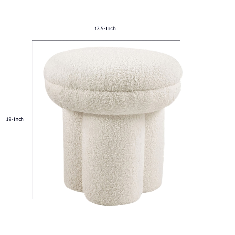 Ian Ottoman Stool- Mushroom-like Design- Pedestal Base- Beige Fabric