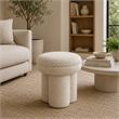 Ian Ottoman Stool- Mushroom-like Design- Pedestal Base- Beige Fabric