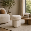 Ian Ottoman Stool- Mushroom-like Design- Pedestal Base- Beige Fabric