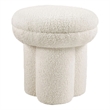 Ian Ottoman Stool- Mushroom-like Design- Pedestal Base- Beige Fabric