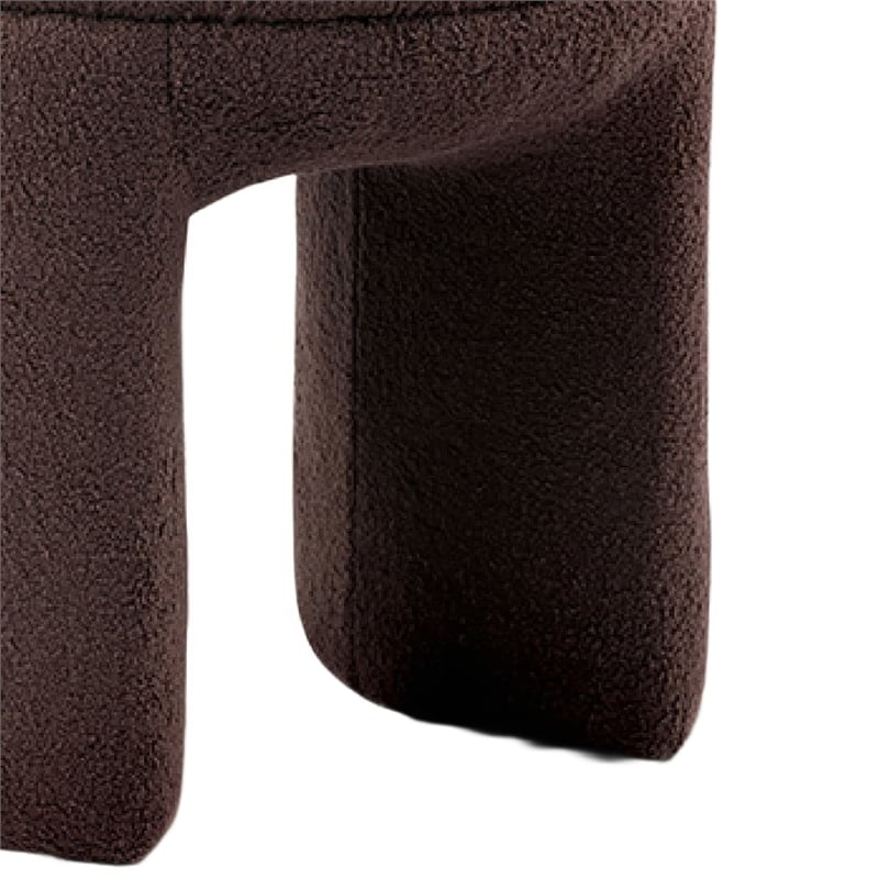 Janie Rounded Ottoman Stool with Open Frame Base- Brown Fabric