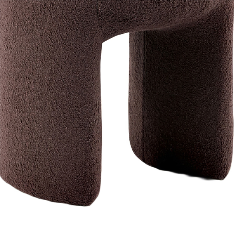 Janie Rounded Ottoman Stool with Open Frame Base- Brown Fabric