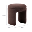 Janie Rounded Ottoman Stool with Open Frame Base- Brown Fabric