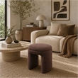Janie Rounded Ottoman Stool with Open Frame Base- Brown Fabric