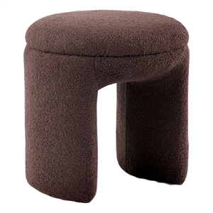 Janie Rounded Ottoman Stool with Open Frame Base- Brown Fabric