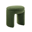 Janie Rounded Ottoman Stool with Open Frame Base- Green Fabric