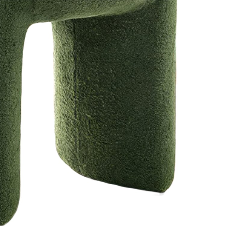 Janie Rounded Ottoman Stool with Open Frame Base- Green Fabric