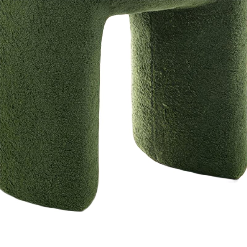 Janie Rounded Ottoman Stool with Open Frame Base- Green Fabric