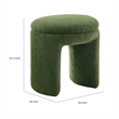 Janie Rounded Ottoman Stool with Open Frame Base- Green Fabric