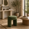 Janie Rounded Ottoman Stool with Open Frame Base- Green Fabric