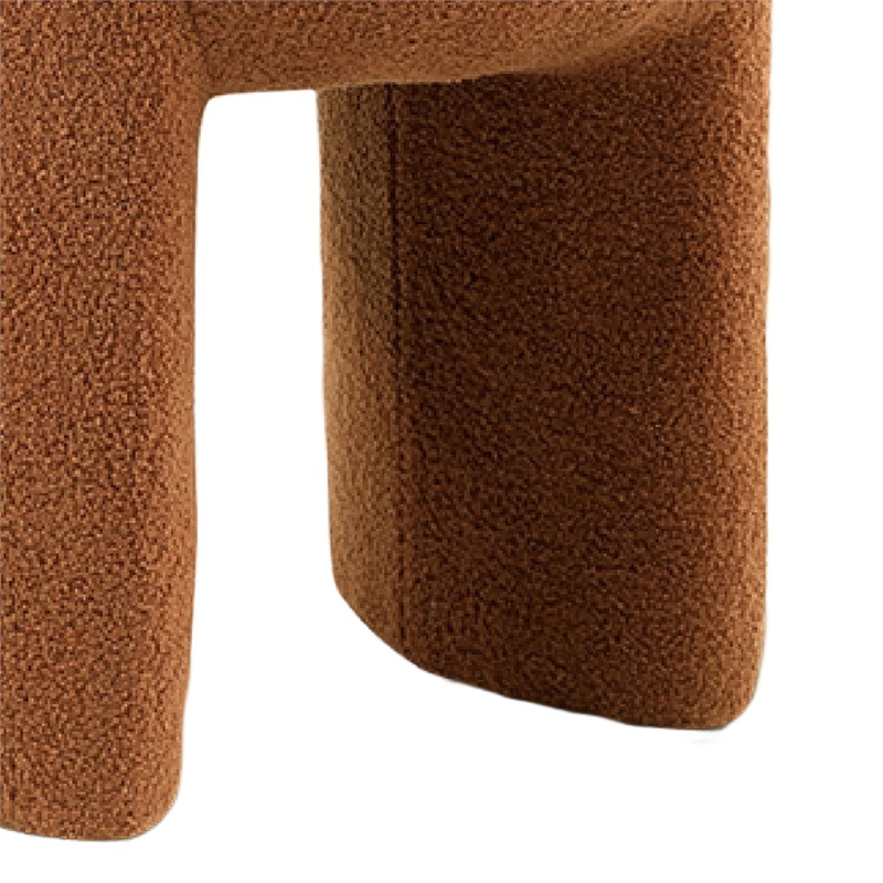 Janie Rounded Ottoman Stool with Open Frame Base- Saddle Brown Fabric