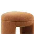 Janie Rounded Ottoman Stool with Open Frame Base- Saddle Brown Fabric