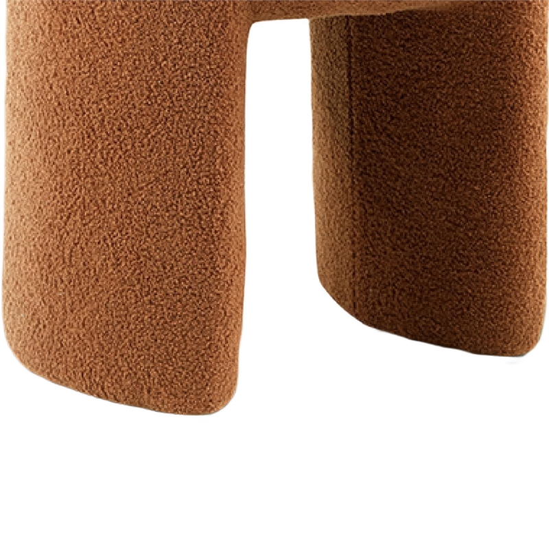 Janie Rounded Ottoman Stool with Open Frame Base- Saddle Brown Fabric