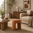 Janie Rounded Ottoman Stool with Open Frame Base- Saddle Brown Fabric