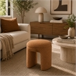 Janie Rounded Ottoman Stool with Open Frame Base- Saddle Brown Fabric